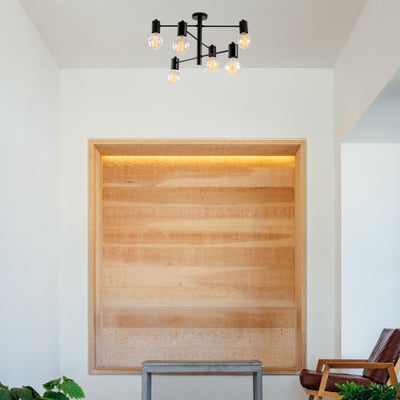 Opviq Metal Body Chandelier | 61x61 cm | Hauteur 33 cm | IP20 | Noir