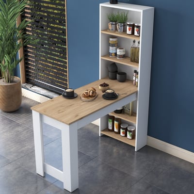 JA102 Table de cuisine | 100 % MÉLAMINE | Noyer, Blanc
