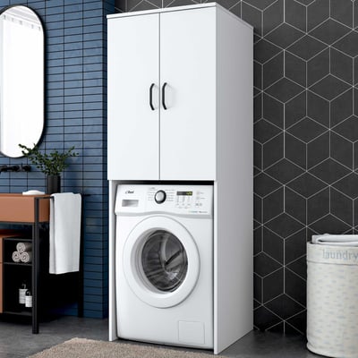 KD110 - 3192 Armoire pour lave-linge | 100 % MÉLAMINE | Blanc