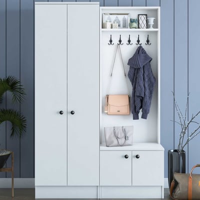 M11 Meuble d'entrée | 100 % MÉLAMINE | Blanc