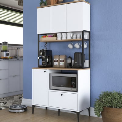 Armoire multifonction JE159 - 100% MELAMINE - Blanc - 90 x 184,2 x 38 cm