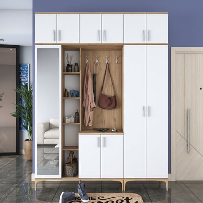 Armoire moderne - Woody Fashion | Noyer blanc | 100% panneau de particules mélaminé Armoire moderne - Woody Fashion | Noyer blanc | 100% panneau de particules mélaminé