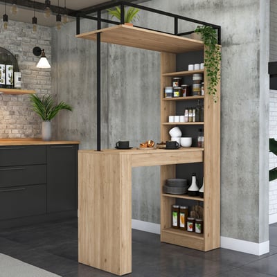 Table à manger JA117 - 100% MELAMINE - Noyer - 120 x 198,8 x 55,6 cm