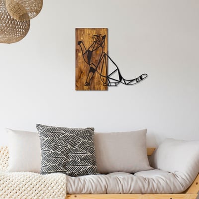 Skyler Accessoire mural décoratif en bois | 50% bois/50% métal | Noyer noir