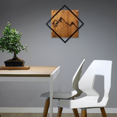 Skyler Accessoire mural décoratif en bois | Bois et métal | 54 x 54 cm