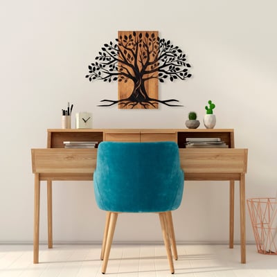 Skyler Accessoire mural décoratif en bois | Bois et métal | 58 x 80 cm