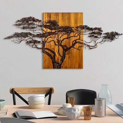 Skyler Accessoire mural décoratif en bois | Bois et métal | 144 x 70 cm