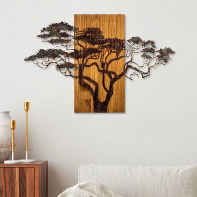 Skyler Accessoire mural décoratif en bois | Bois et métal | 90 x 58 cm