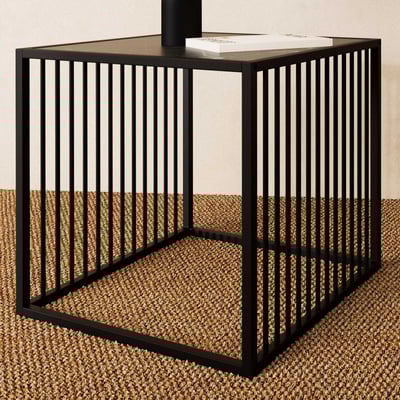 Table d'appoint Strington - 40x40x40cm - acier - marbre noir