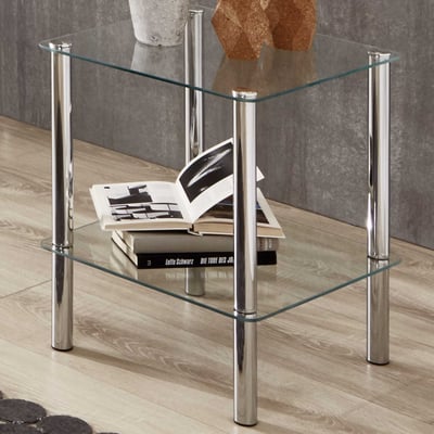 Table d'appoint Heiko 39x39cm - verre/chrome