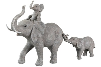 Elephant bebe sur dos resine gris Elephant bebe sur dos resine gris