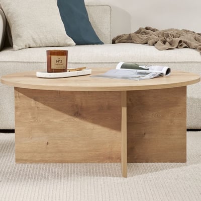 Table Basse Soleil - 100% MELAMINE - Chêne Saphir - 40 x 90 x 90 cm