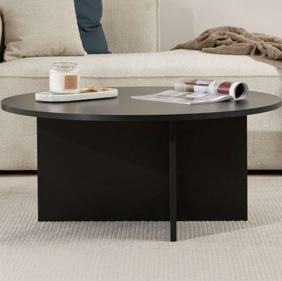 Table Basse Soleil - 100% MELAMINE - Bois Noir - 40 x 90 x 90 cm