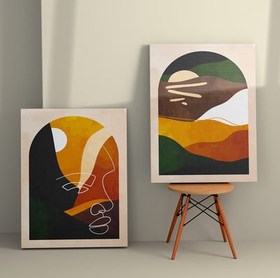 Novato Tableau décoratif sur toile (2 pièces) | Cadre en bois | 50 x 70 cm