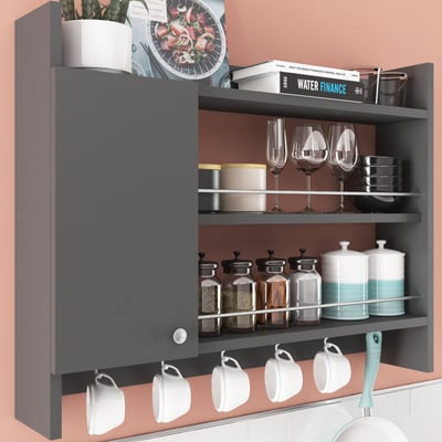 Étagère de cuisine Knerr - 100% MELAMINE - Anthracite - 85 x 65 x 15 cm