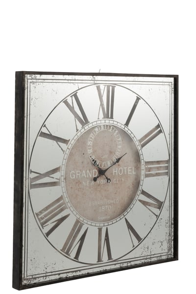 Horloge carree hotel miroir gris