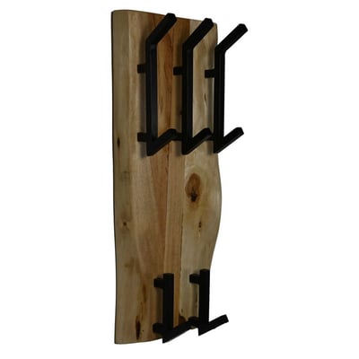 Porte-manteau mural Tribeca - 26x3x60cm - 5 crochets - bois d'acacia/métal Porte-manteau mural Tribeca - 26x3x60cm - 5 crochets - bois d'acacia/métal