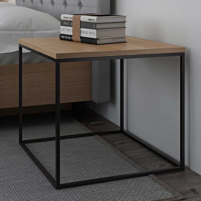 Table d'appoint Gleam 50x50 - chêne/acier