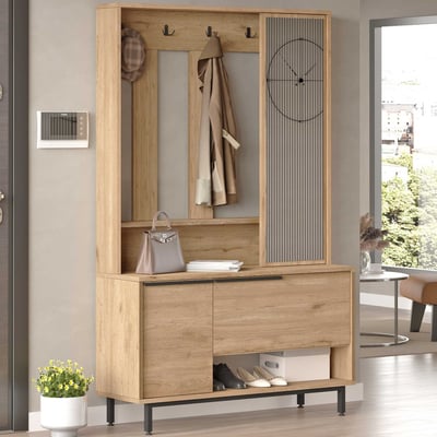 ON11 Meuble d'entrée | 100 % MÉLAMINE | Noyer ON11 Meuble d'entrée | 100 % MÉLAMINE | Noyer