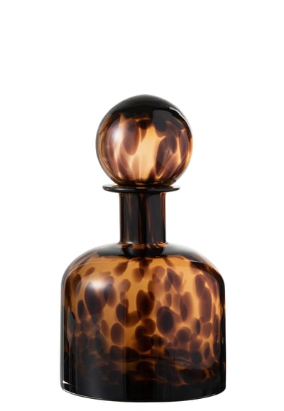 Bouteille + bouchon tache decoratif verre marron/noir small