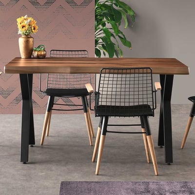 Table de salle à manger Vella | Noyer noir | Pieds en métal