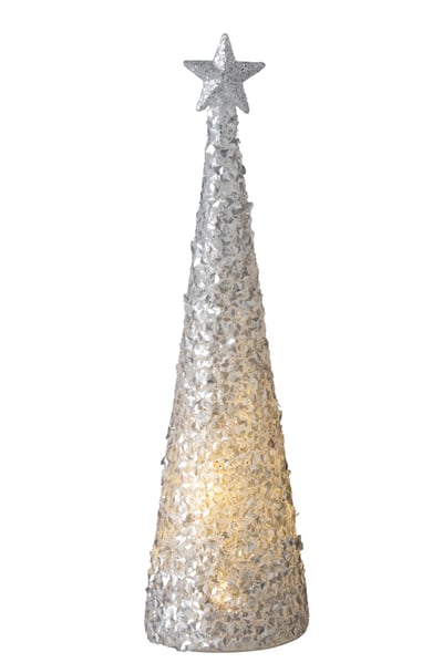 Cone + etoile + led sucre verre blanc large