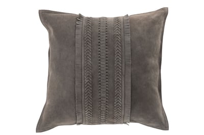 Coussin bord carre cuir gris