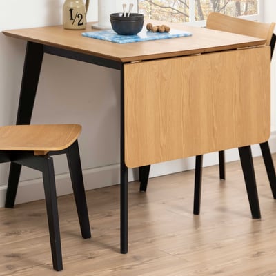 Table à manger Rover 80/120x80cm - chêne/noir 