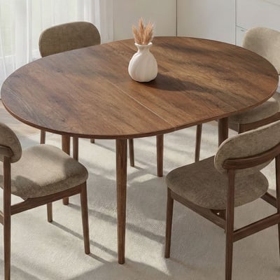 Table à Manger Extensible Viona - 100% MELAMINE - Noyer Baroque - 75 x 100 x 131 cm