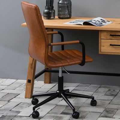 Chaise de bureau Windsor - réglable - similicuir en cognac