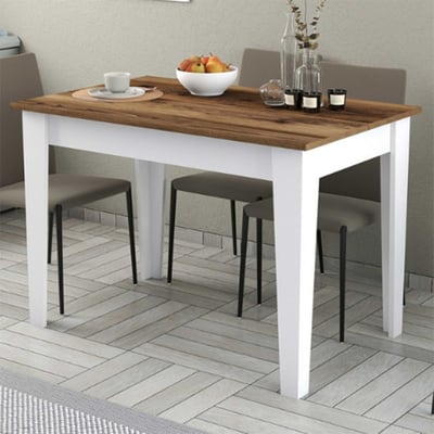 Table de cuisine Woody Fashion - 110x72x75 cm - Noyer/blanc 