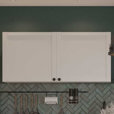 Meuble haut Cottage - 37x120x55 cm - Blanc/panneau d'aggloméré 