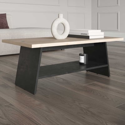 Table basse Jacynthe - 91x45x34cm - décor chêne/aspect béton