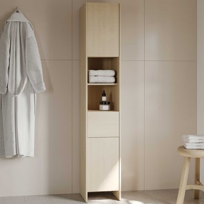 Armoire colonne Poema - 34x33x185cm - 2 portes & 1 tiroir - chêne