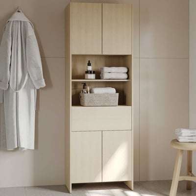 Armoire colonne Poema - 64x33x185cm - 4 portes & 1 tiroir - chêne