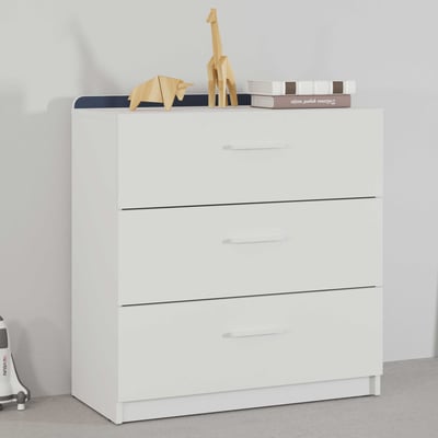 Commode Reverso - 77x40x83cm - 3 tiroirs - blanc/bleu Commode Reverso - 77x40x83cm - 3 tiroirs - blanc/bleu