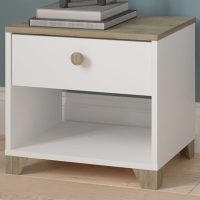 Table de chevet Liva-chêne Kronberg/blanc mat