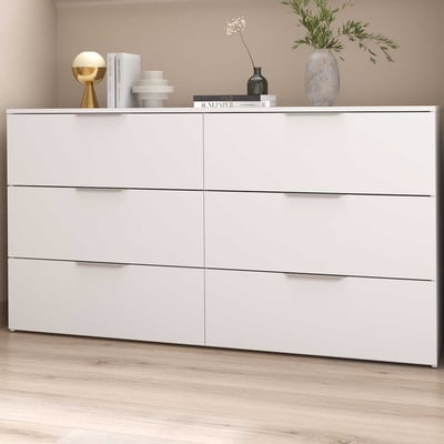 Meuble à tiroirs Spectre - 151x41x81cm - 6 tiroirs - blanc