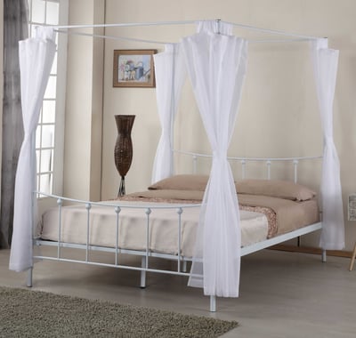 Lit à baldaquin Amore métal 140x200 - blanc Lit à baldaquin Amore métal 140x200 - blanc