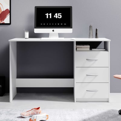 Bureau Adriano 123cm avec 3 tiroirs - blanc Bureau Adriano 123cm avec 3 tiroirs - blanc