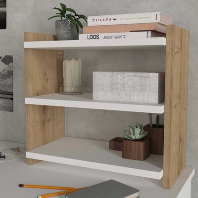 Etagère d'appoint Arun - 44x17x40cm - blanc/décor chêne