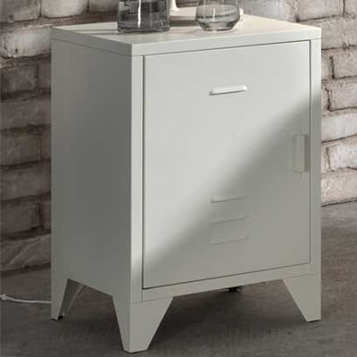Table de chevet Bronxx Locker en métal  40x60 - blanc mat