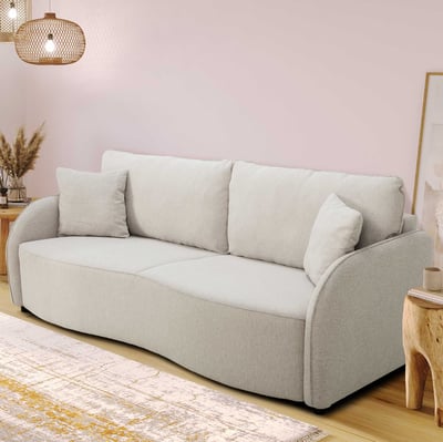 Canapé 3 places Bari 215x100x88cm - avec rangement - beige