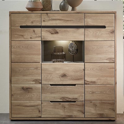 Buffet Bellini 125cm 3 portes & 2 tiroirs - chêne/anthracite Buffet Bellini 125cm 3 portes & 2 tiroirs - chêne/anthracite