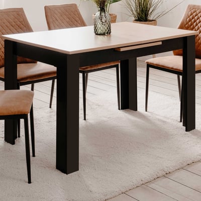 Table à manger extensible Birma - 125/165x80x75cm - chêne artisan/noir