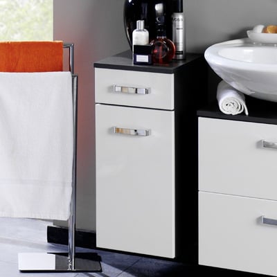 Armoire salle de bains Bobbi 30cm 1 tiroir et 1 porte - graphite/blanc brillant Armoire salle de bains Bobbi 30cm 1 tiroir et 1 porte - graphite/blanc brillant