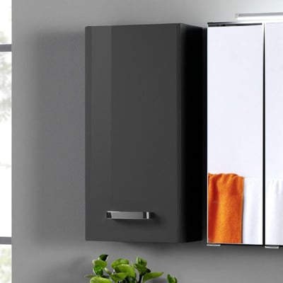 Armoire murale Bobbi 30cm 1 porte - graphite/gris brillant Armoire murale Bobbi 30cm 1 porte - graphite/gris brillant