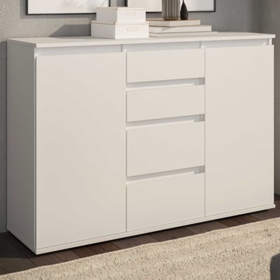 Bahut Brest - 119x35x84cm - 2 portes & 4 tiroirs - blanc