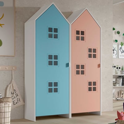 Armoire 2 pièces Casami Bruges - 115x37x172 cm - Bleu/rose