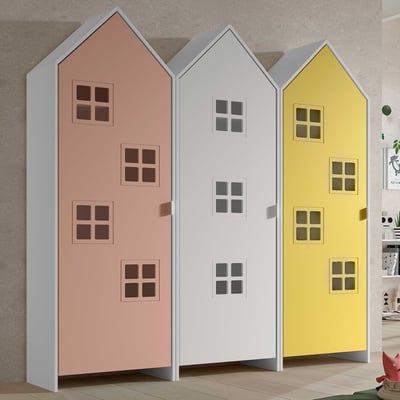 Armoire 3 pièces Casami Bruges - 173x37x172 cm - Rose/blanc/jaune Armoire 3 pièces Casami Bruges - 173x37x172 cm - Rose/blanc/jaune
